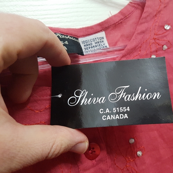 Shiva Fashions Blouse Sz. XL Red NWT - Picture 4 of 5